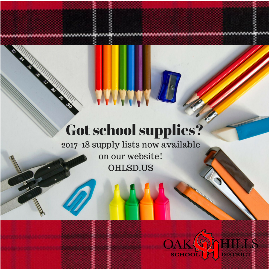 Icon of school supplies with website address